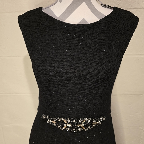 ELIZA J Embellished Sparkle Cocktail Fit & Flare Sleeveless Jeweled Dress BLK  8 - Picture 6 of 16